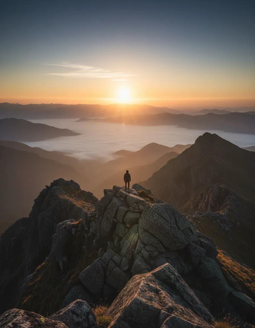 Vue de montagne au lever du soleil