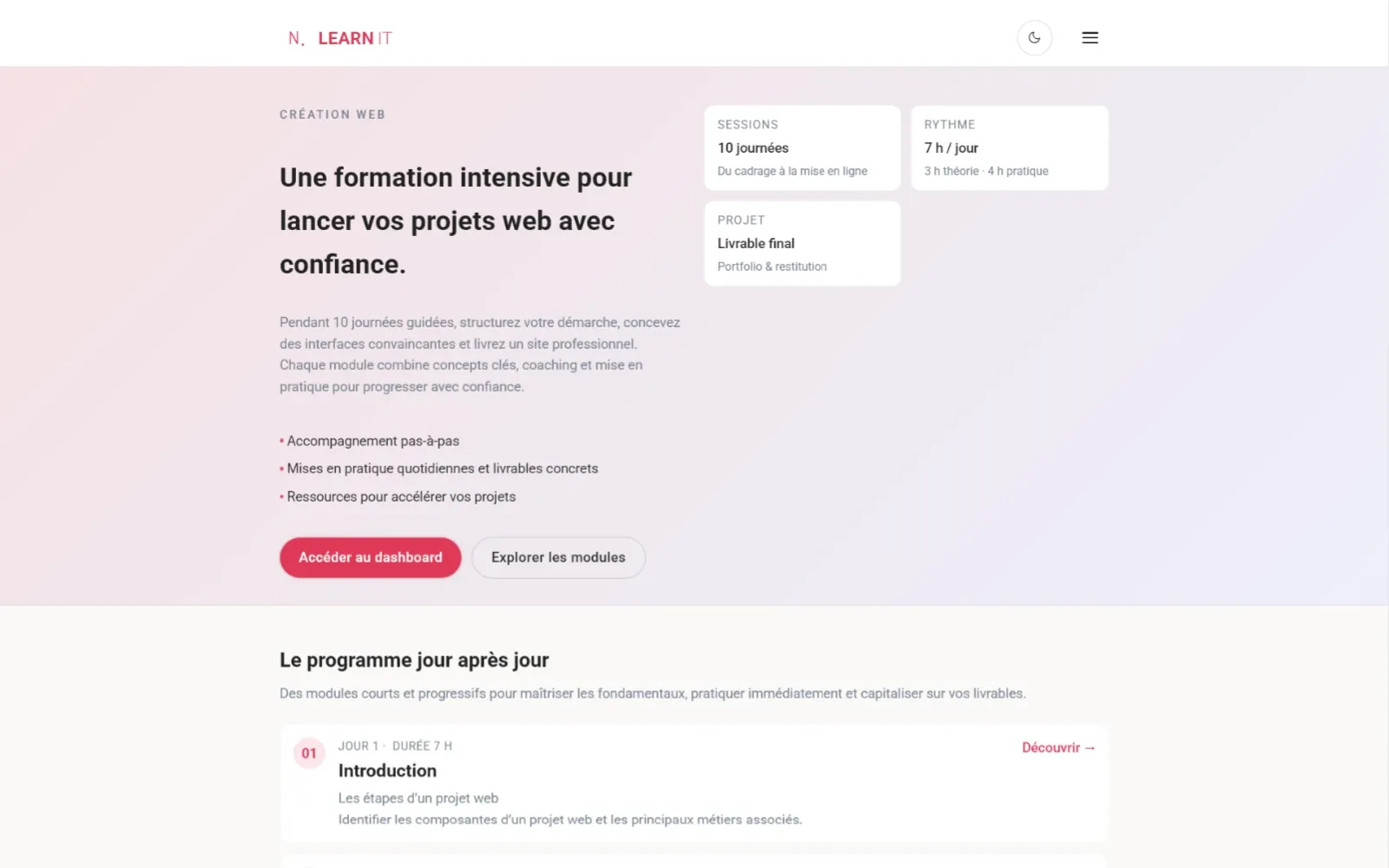 Apercu du projet Learn It